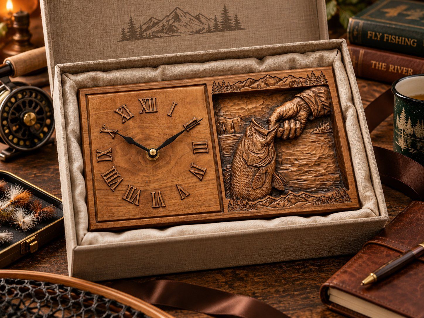 Largemouth Bass Fishing Wall Clock CNC Relief STL bas-relief STL design