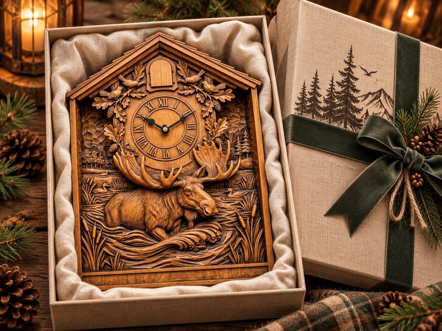 Bull Moose Wildlife Cuckoo Clock Front CNC Relief STL bas-relief STL design