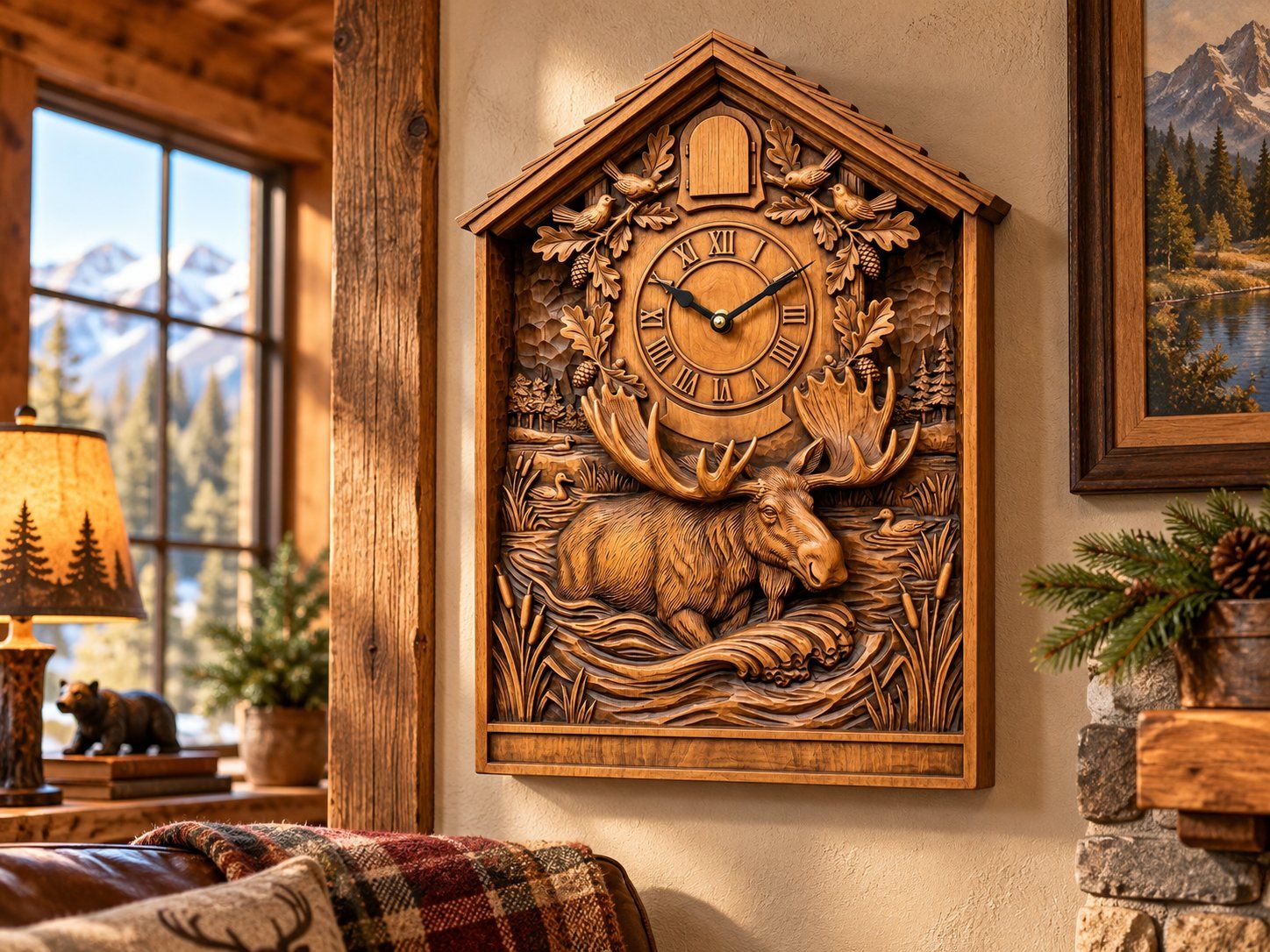 Bull Moose Wildlife Cuckoo Clock Front CNC Relief STL bas-relief STL — view 13