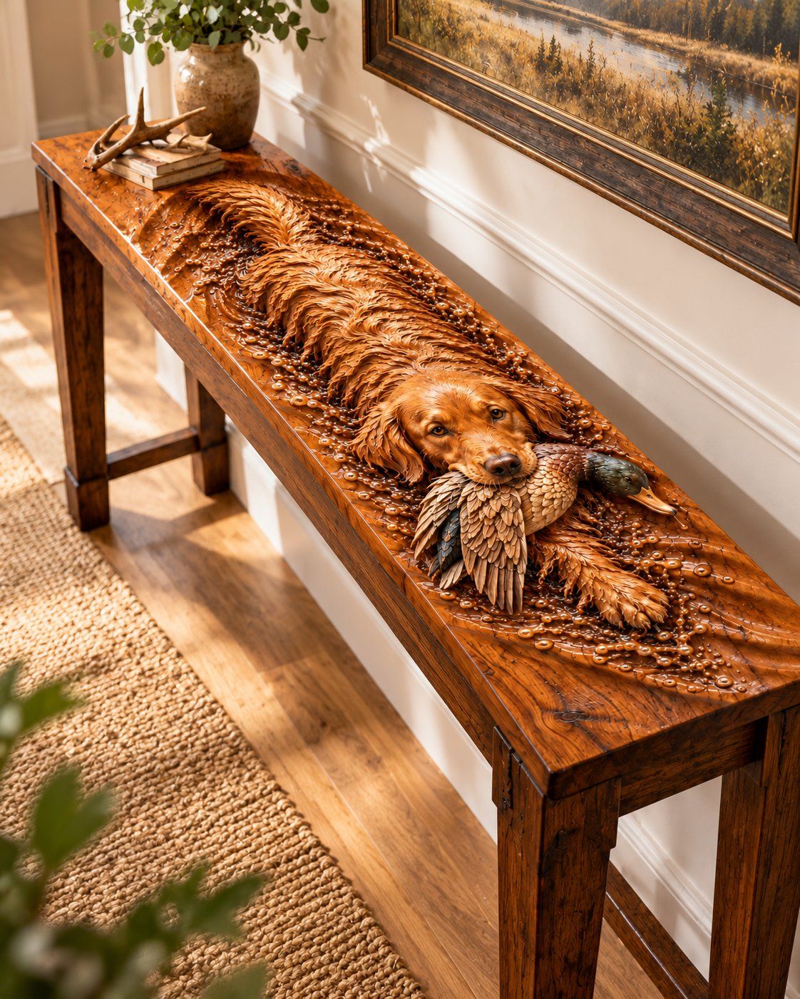 Golden Retriever Mallard Duck Hunting CNC Relief STL bas-relief STL — view 2