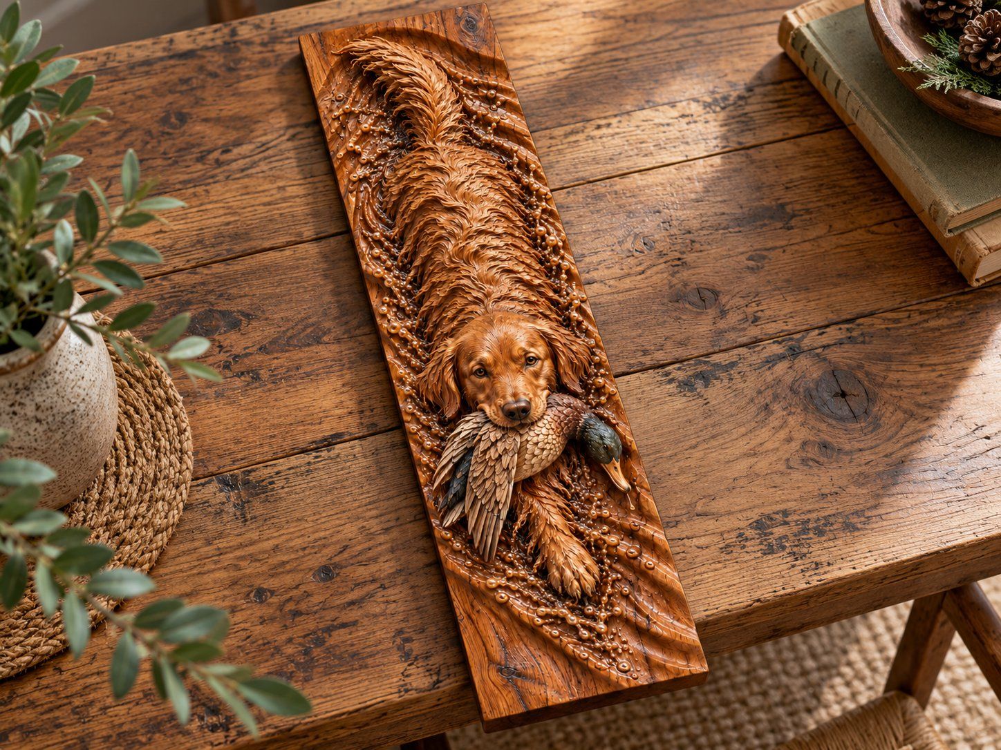 Golden Retriever Mallard Duck Hunting CNC Relief STL bas-relief STL — view 16