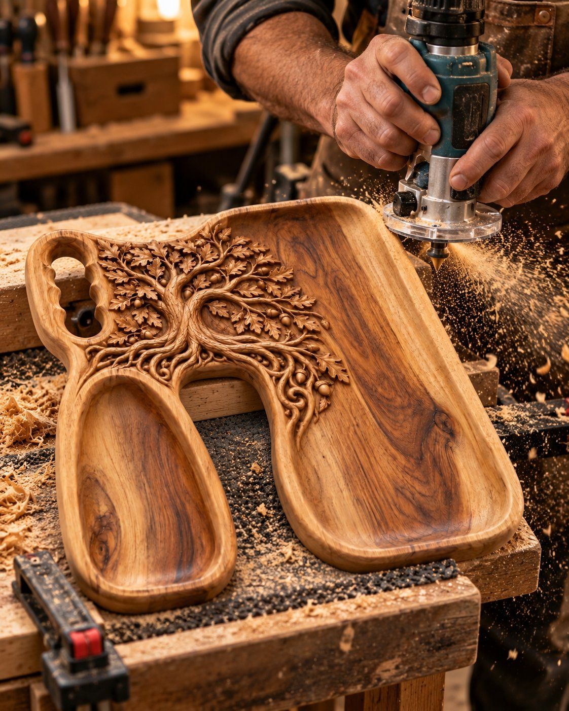Oak Tree Serving Tray CNC Relief STL bas-relief STL — view 16
