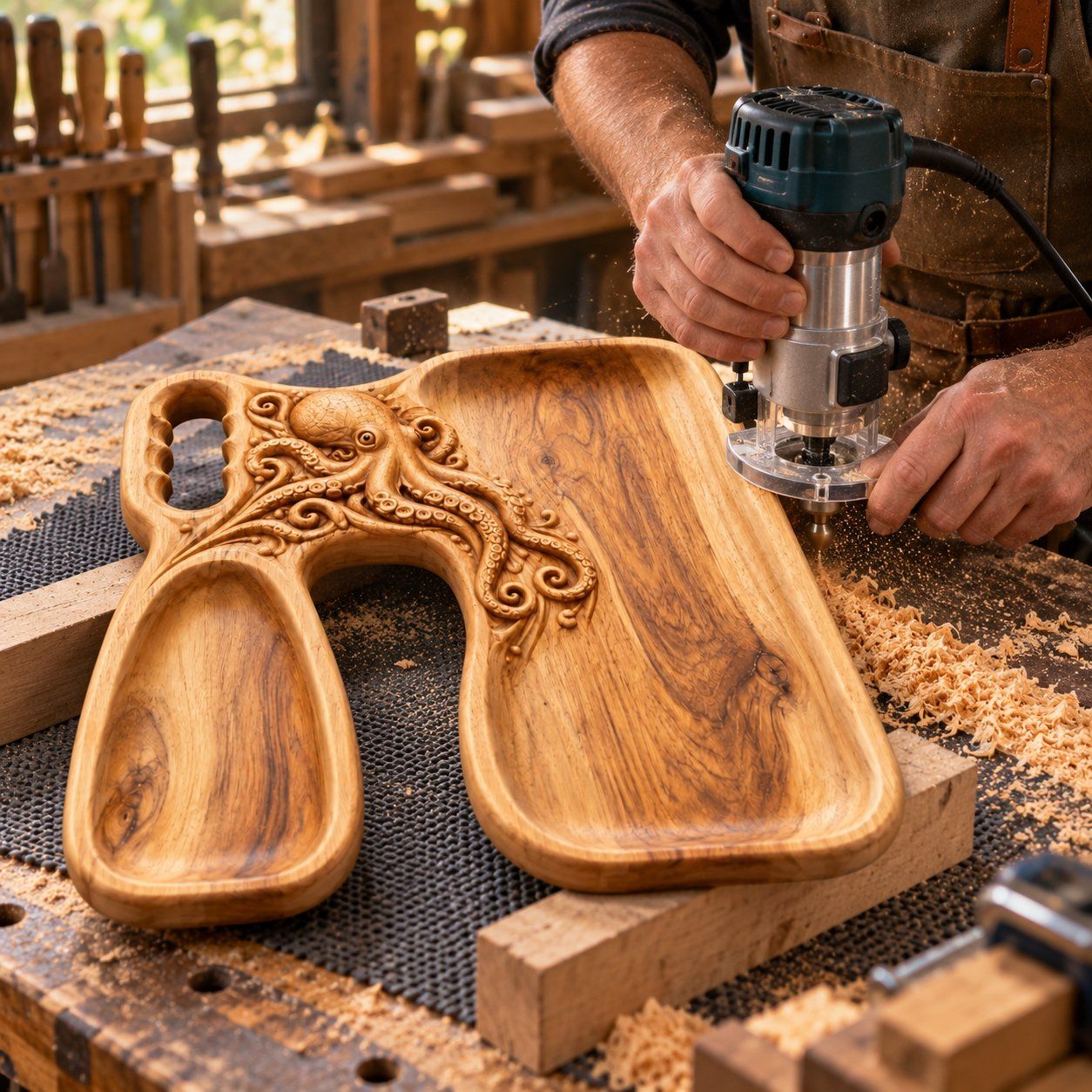 Octopus Kraken Organizer Tray CNC Relief STL bas-relief STL — view 16