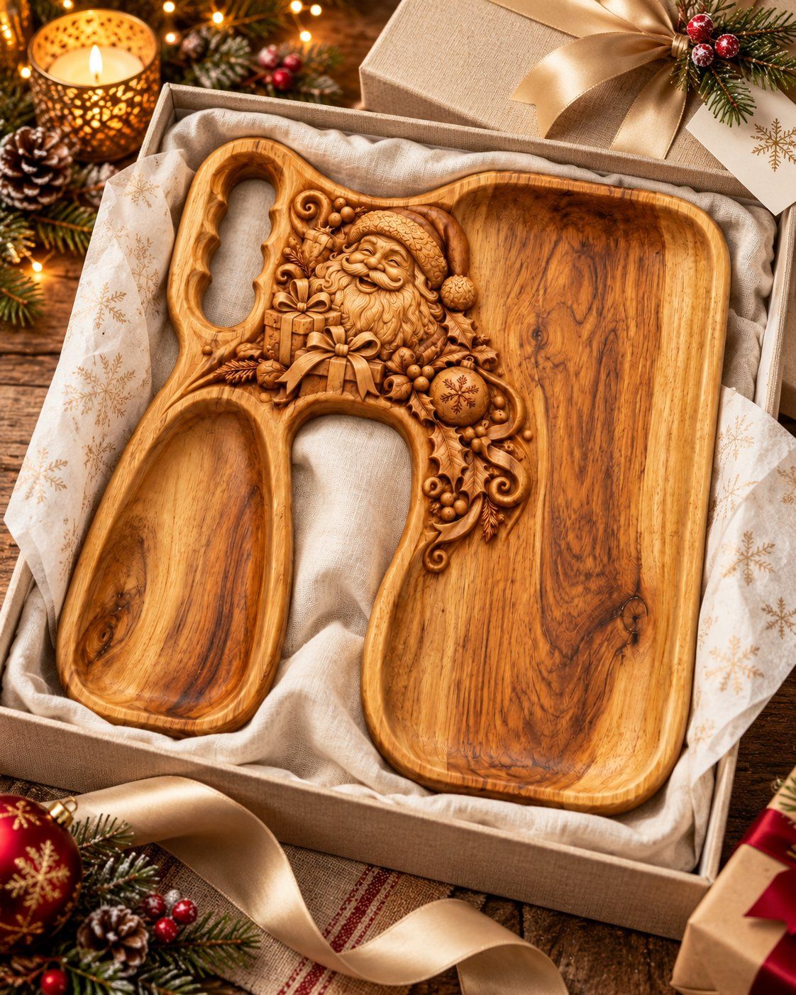Santa Claus Christmas Serving Tray CNC Relief STL bas-relief STL — view 15