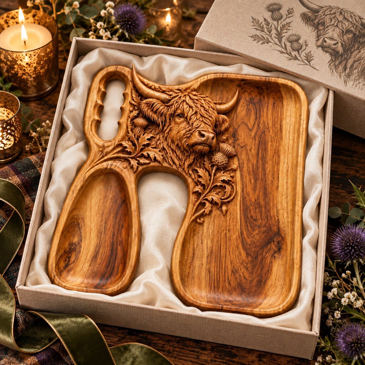 Highland Cow Serving Board CNC Relief STL bas-relief STL design