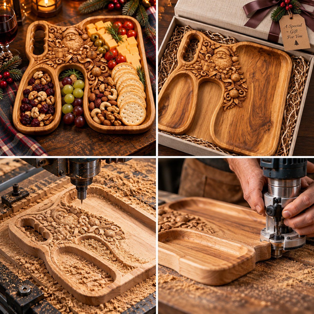 Santa Serving Tray CNC Relief STL bas-relief STL — view 14