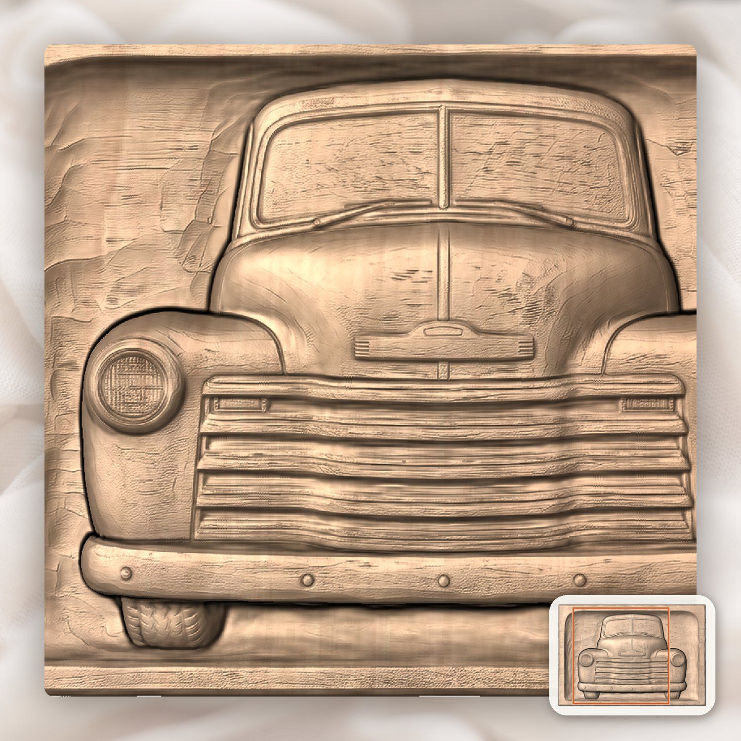 1940s Pickup Truck CNC Relief STL bas-relief STL — view 6
