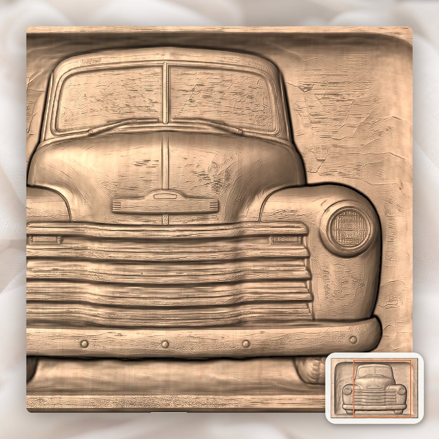 1940s Pickup Truck CNC Relief STL bas-relief STL — view 7