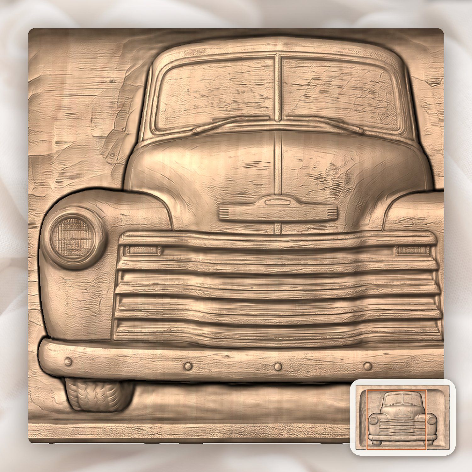 1940s Pickup Truck CNC Relief STL bas-relief STL — view 8
