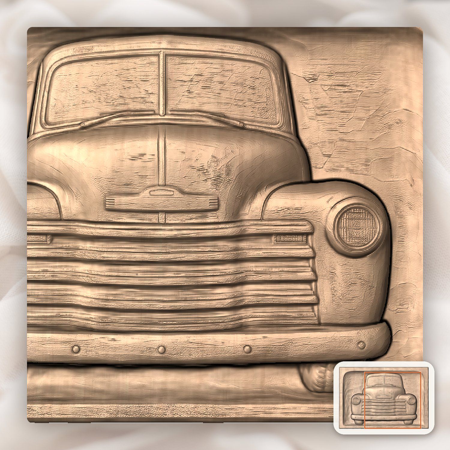 1940s Pickup Truck CNC Relief STL bas-relief STL — view 9