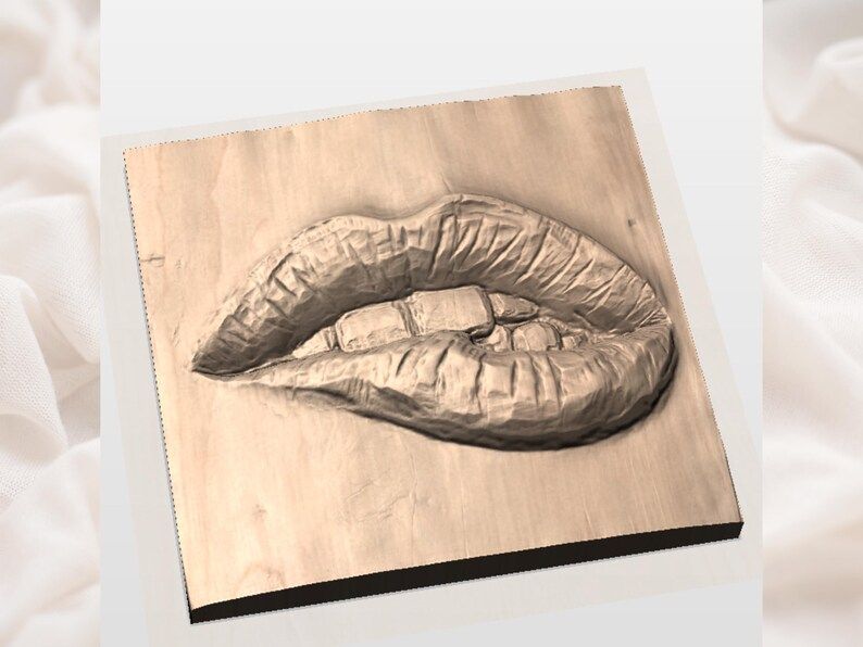 Parted Lips Bas-Relief STL for Wood Carving and Sign Art bas-relief STL — view 2