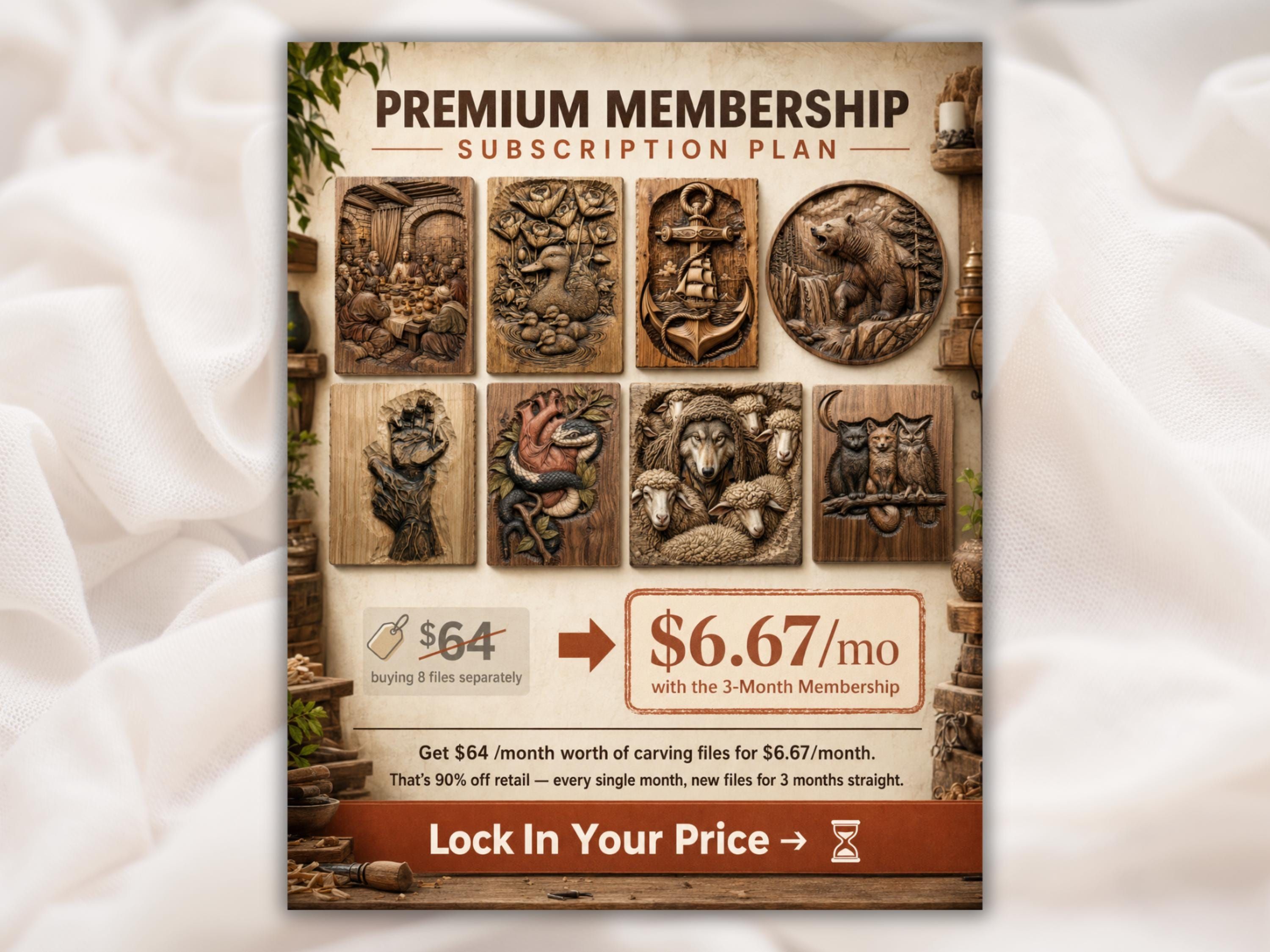 3-Month CNC Membership: 24 Fresh Bas-Relief STL Designs bas-relief STL — view 3