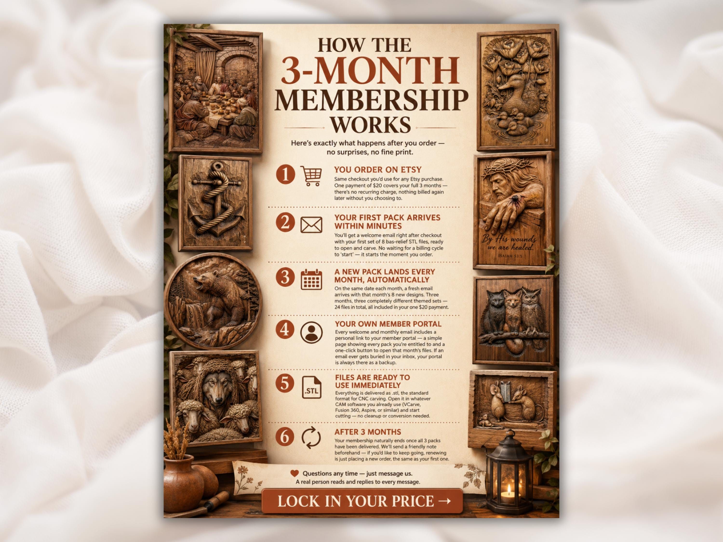 3-Month CNC Membership: 24 Fresh Bas-Relief STL Designs bas-relief STL — view 6