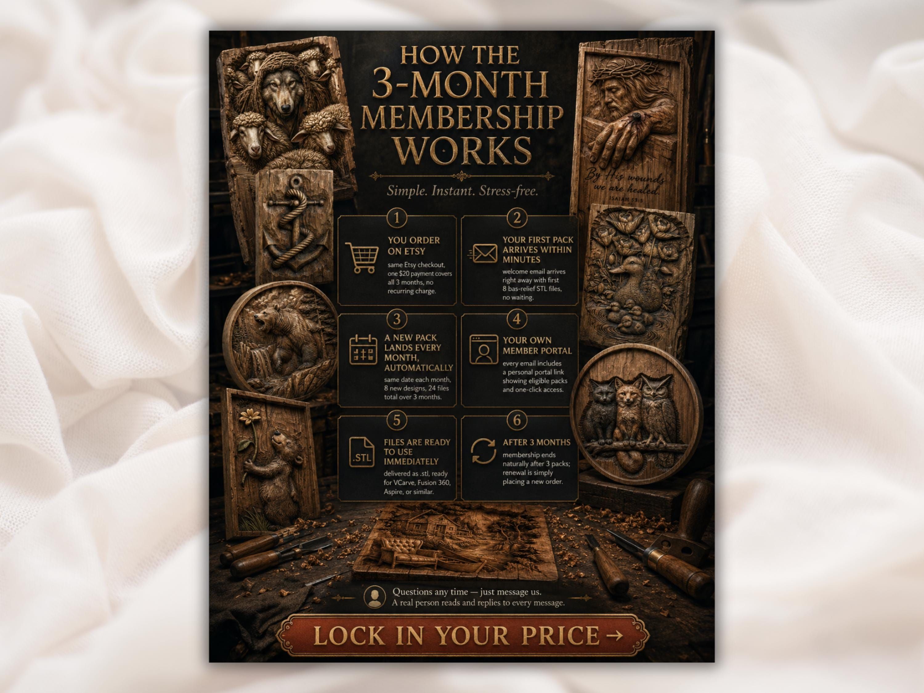 3-Month CNC Membership: 24 Fresh Bas-Relief STL Designs bas-relief STL — view 7