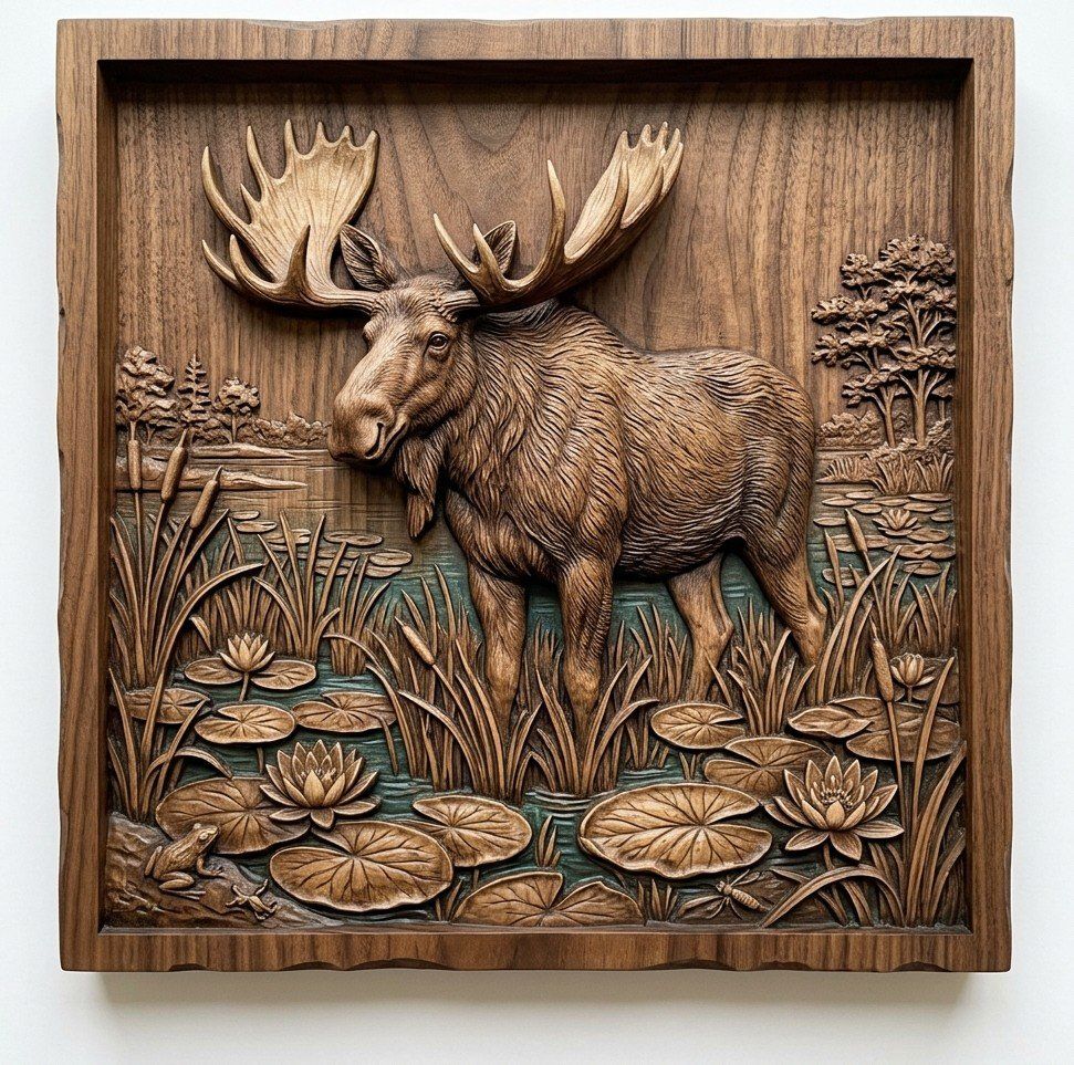 9 Wilderness Wildlife CNC Relief STL bas-relief STL — view 6