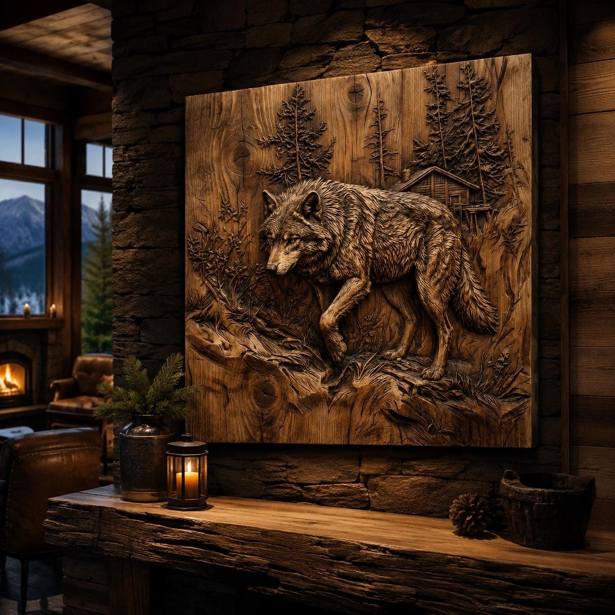 Cabin & Lodge Wildlife Bundle: 10 Bas-Relief STL Files bas-relief STL — view 13