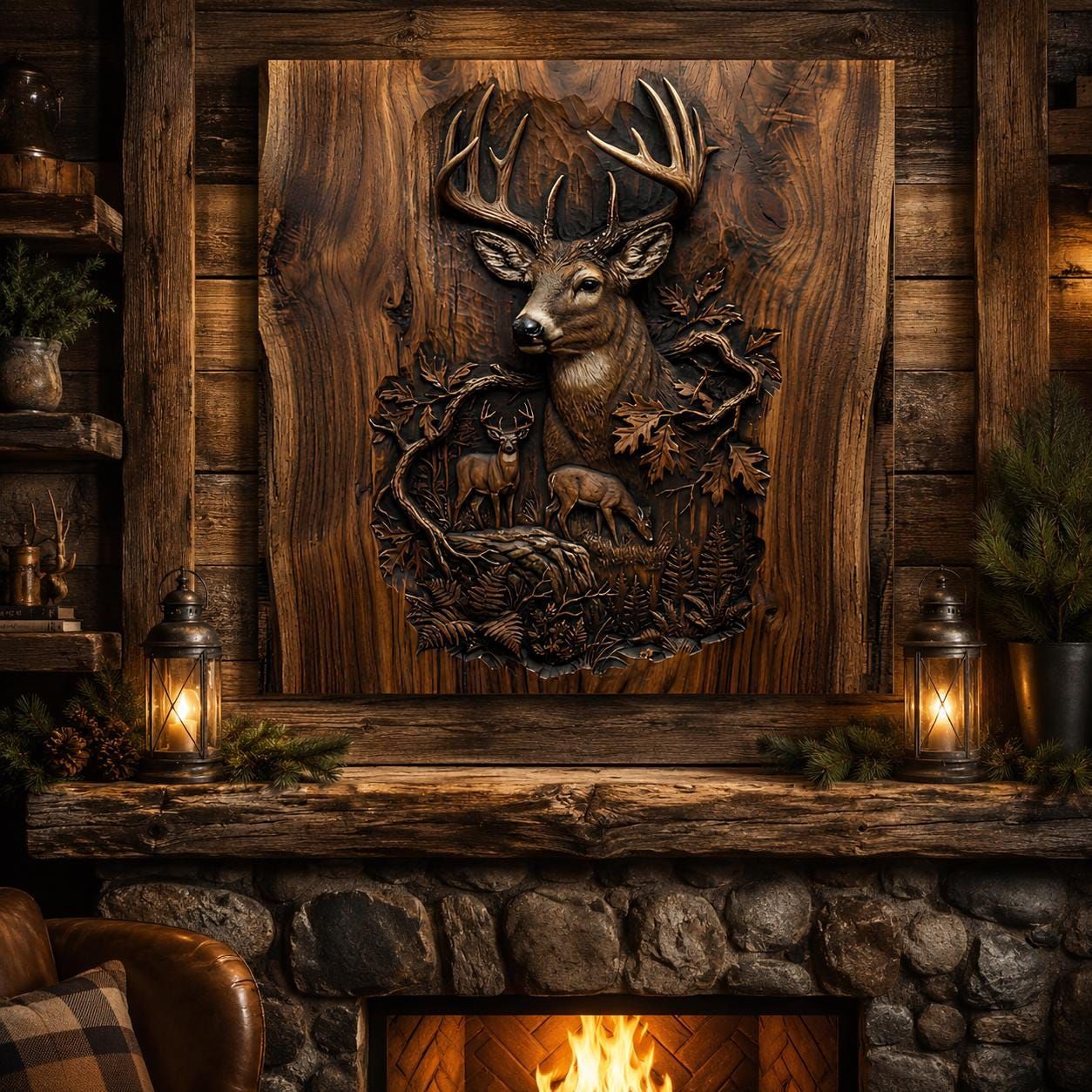 Cabin & Lodge Wildlife Bundle: 10 Bas-Relief STL Files bas-relief STL — view 2