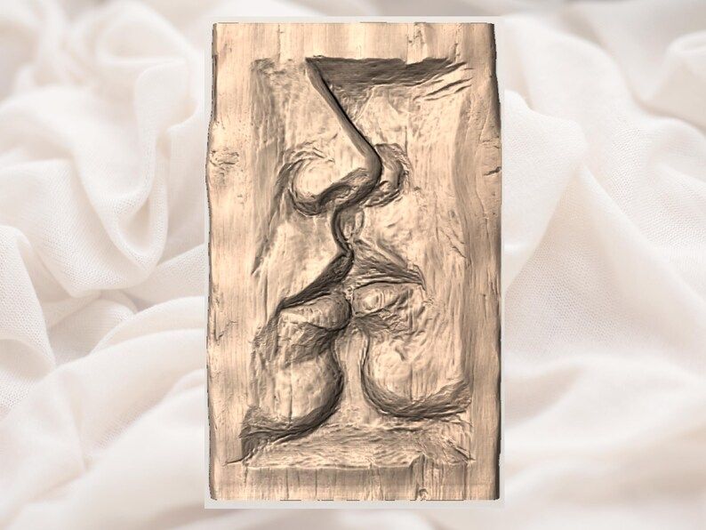 Two Faces Kissing Abstract Relief STL for CNC Carving bas-relief STL — view 2