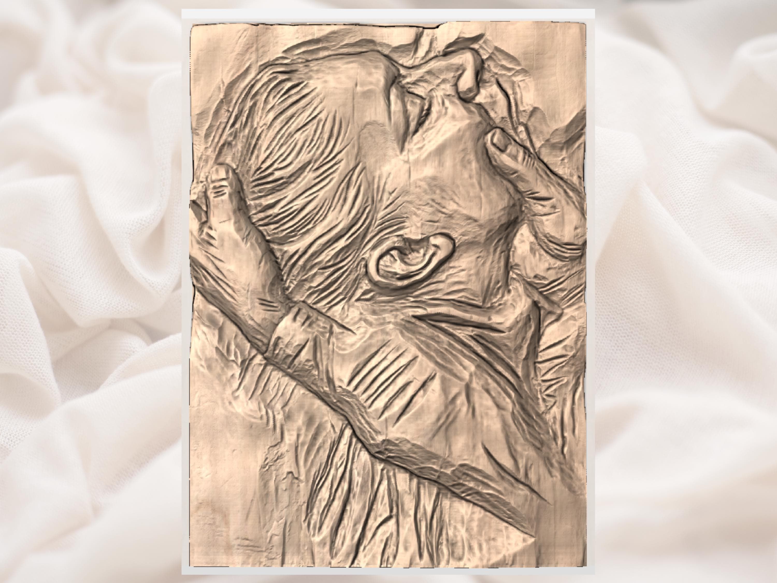 Abstract Lovers Kiss Bas-Relief STL for CNC Carving bas-relief STL — view 2