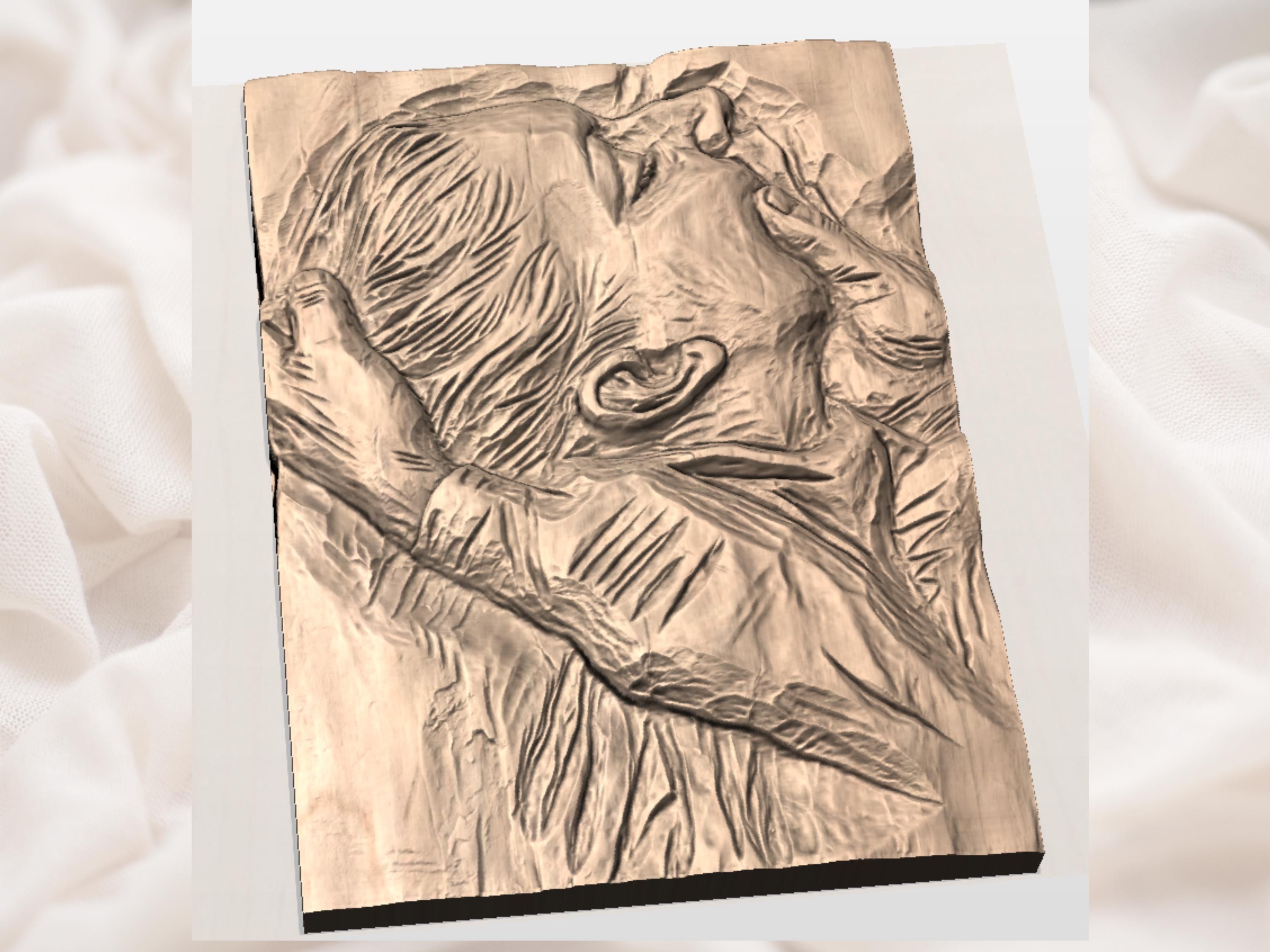 Abstract Lovers Kiss Bas-Relief STL for CNC Carving bas-relief STL — view 3