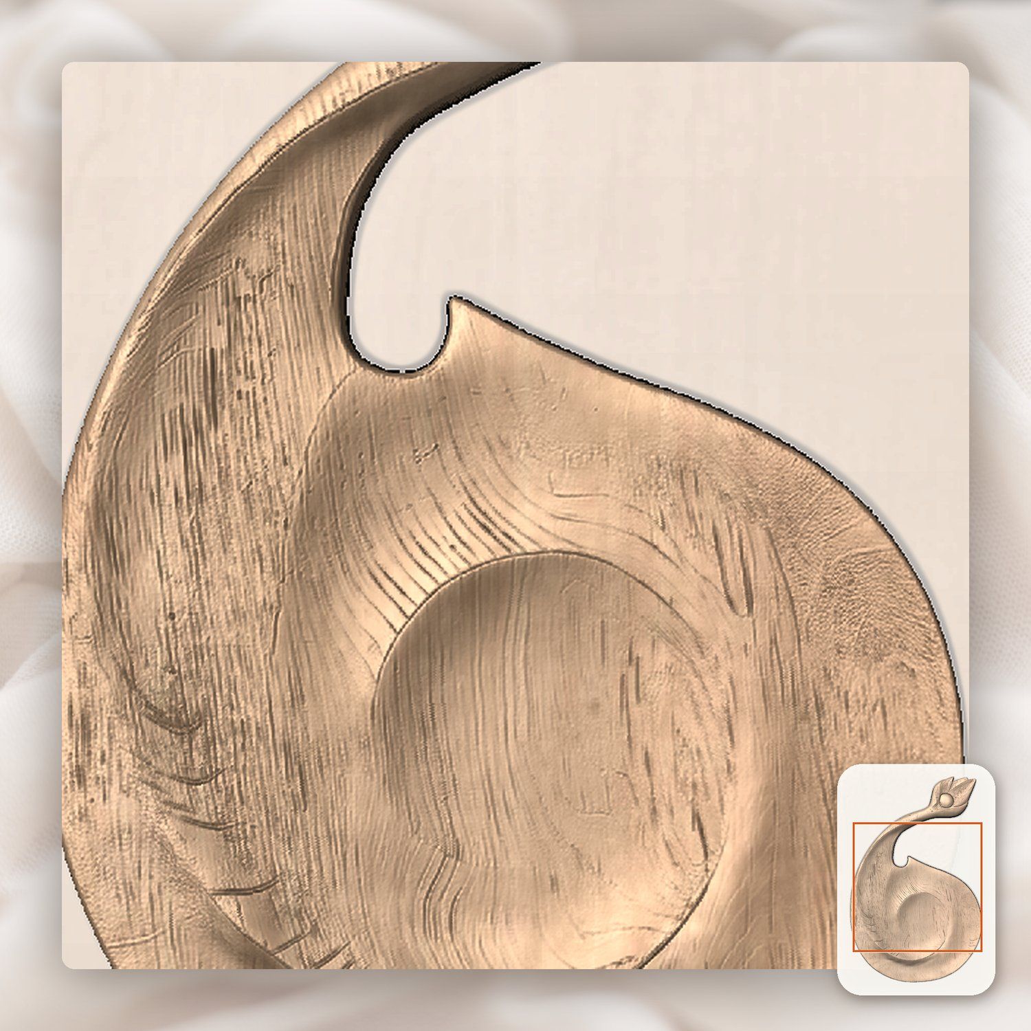 Abstract Organic Spiral CNC Relief STL bas-relief STL — view 8