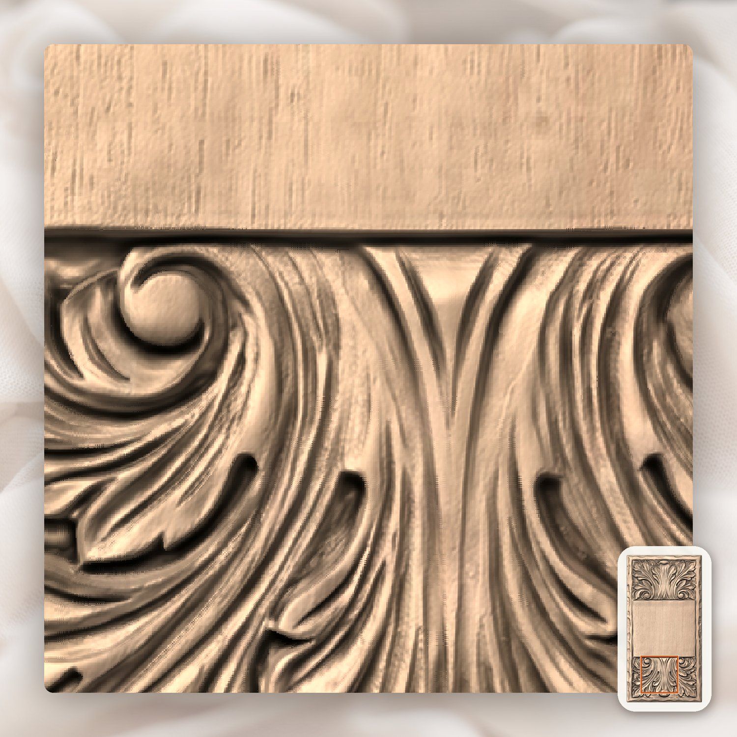 Acanthus Leaf Doorbell Backing Plate CNC Relief STL bas-relief STL — view 6