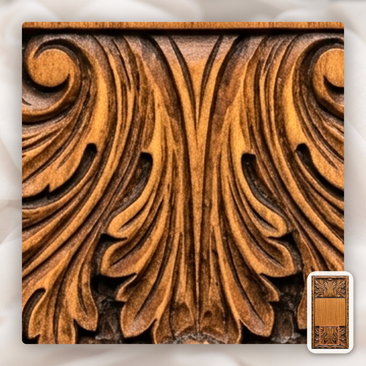 Acanthus Leaf Doorbell Backing Plate CNC Relief STL bas-relief STL — view 8