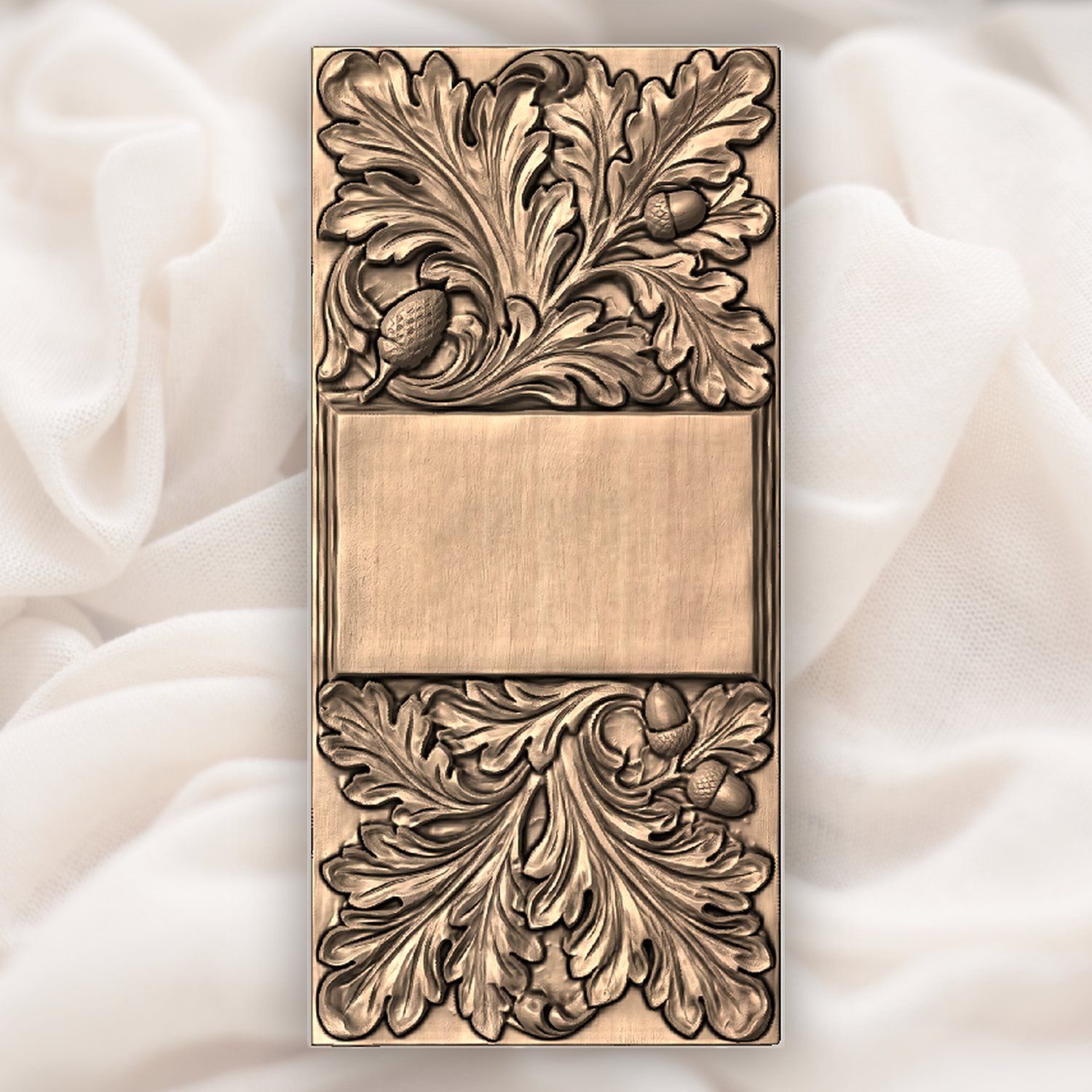 Acanthus Oak Leaf Doorbell Backing Plate CNC Relief STL bas-relief STL — view 4