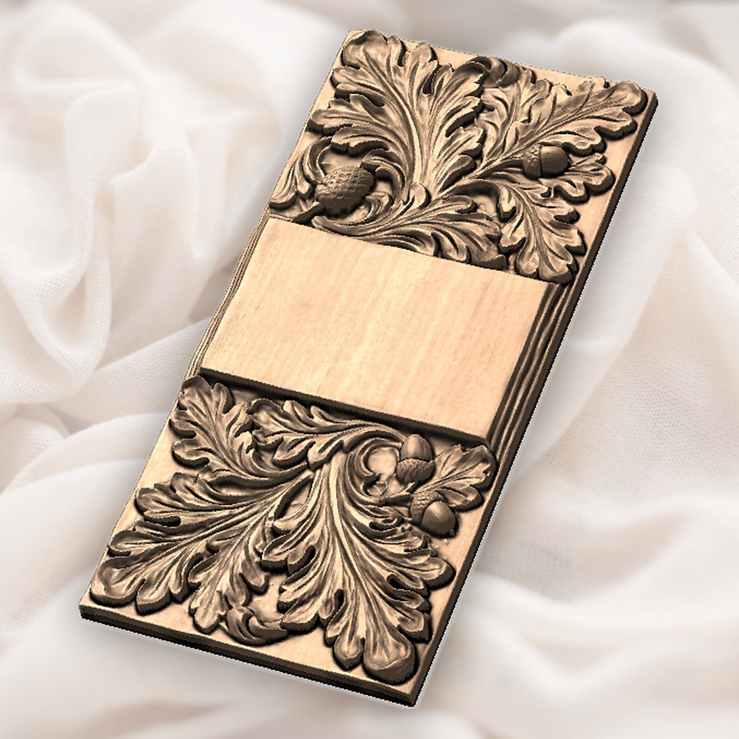 Acanthus Oak Leaf Doorbell Backing Plate CNC Relief STL bas-relief STL — view 5