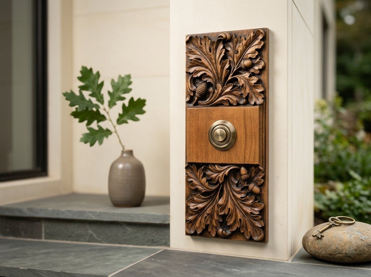 Acanthus Oak Leaf Doorbell Backing Plate CNC Relief STL bas-relief STL — view 10