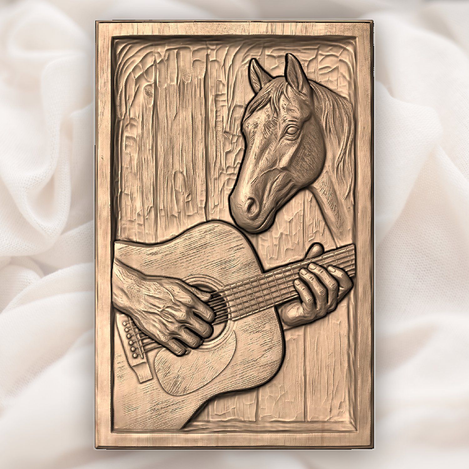 Acoustic Guitar and Horse Barn Wood CNC Relief STL bas-relief STL — view 4