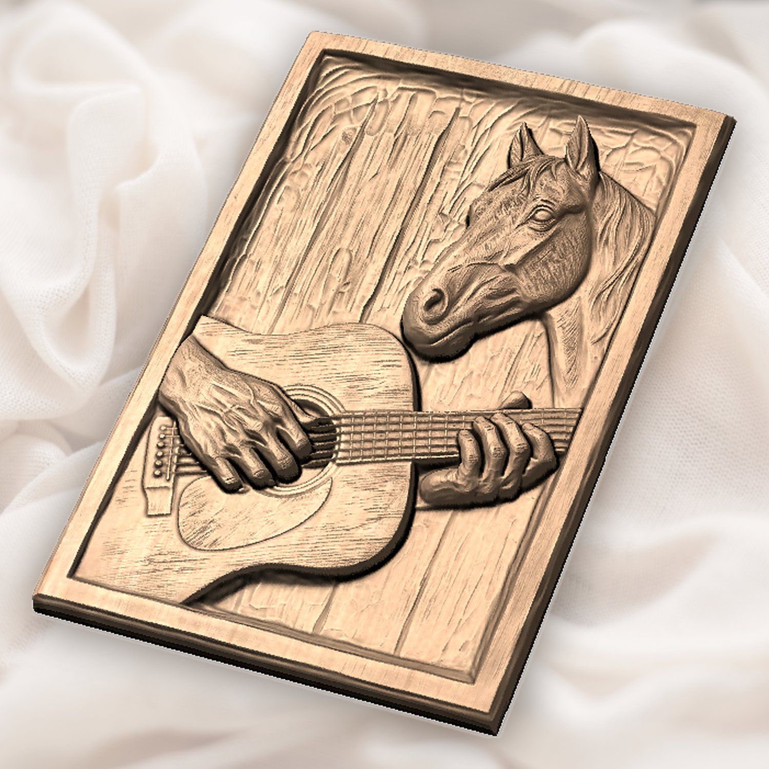 Acoustic Guitar and Horse Barn Wood CNC Relief STL bas-relief STL — view 5