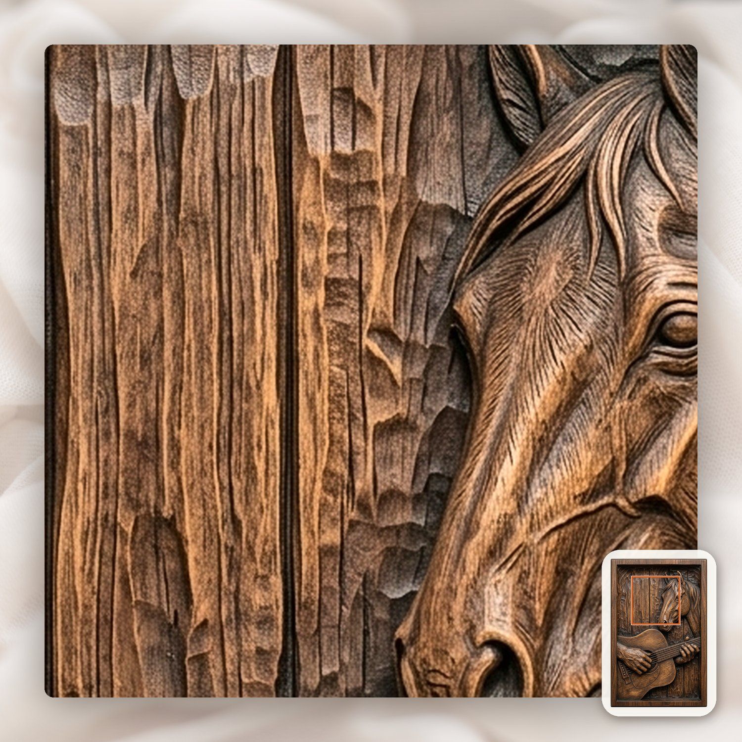 Acoustic Guitar and Horse Barn Wood CNC Relief STL bas-relief STL — view 11