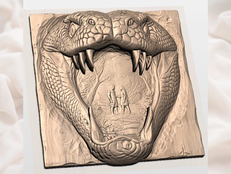 Serpent's Mouth Garden of Eden Bas-Relief STL Carving bas-relief STL — view 2