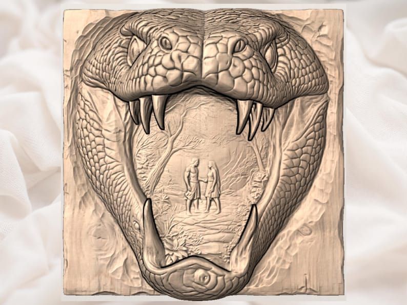 Serpent's Mouth Garden of Eden Bas-Relief STL Carving bas-relief STL — view 3