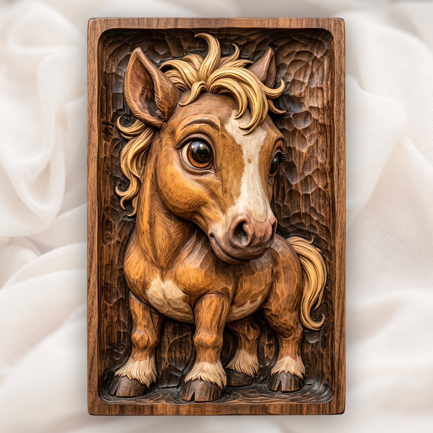 Adorable Baby Pony Foal Portrait CNC Relief STL bas-relief STL design