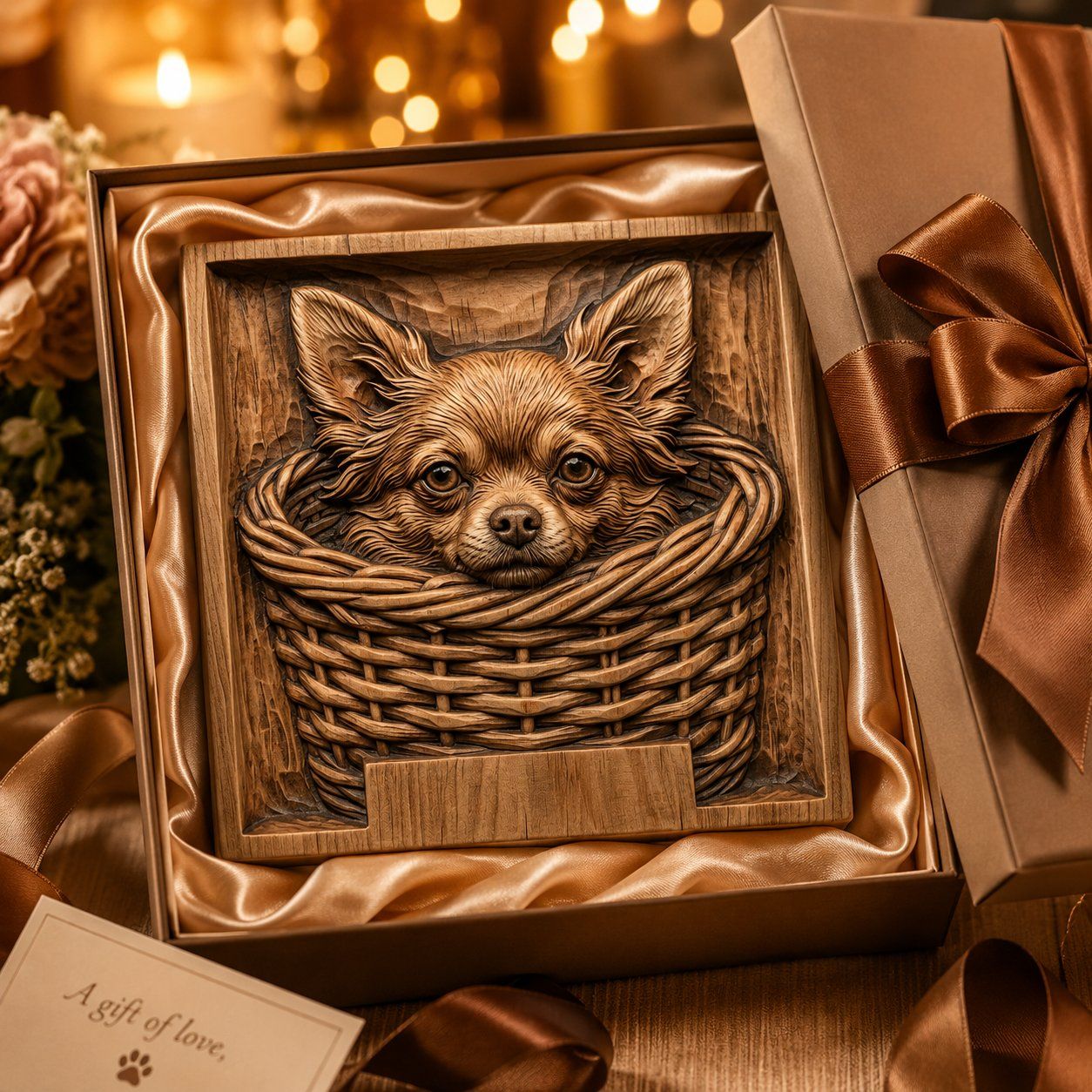 Adorable Chihuahua Puppy In Basket CNC Relief STL bas-relief STL — view 7
