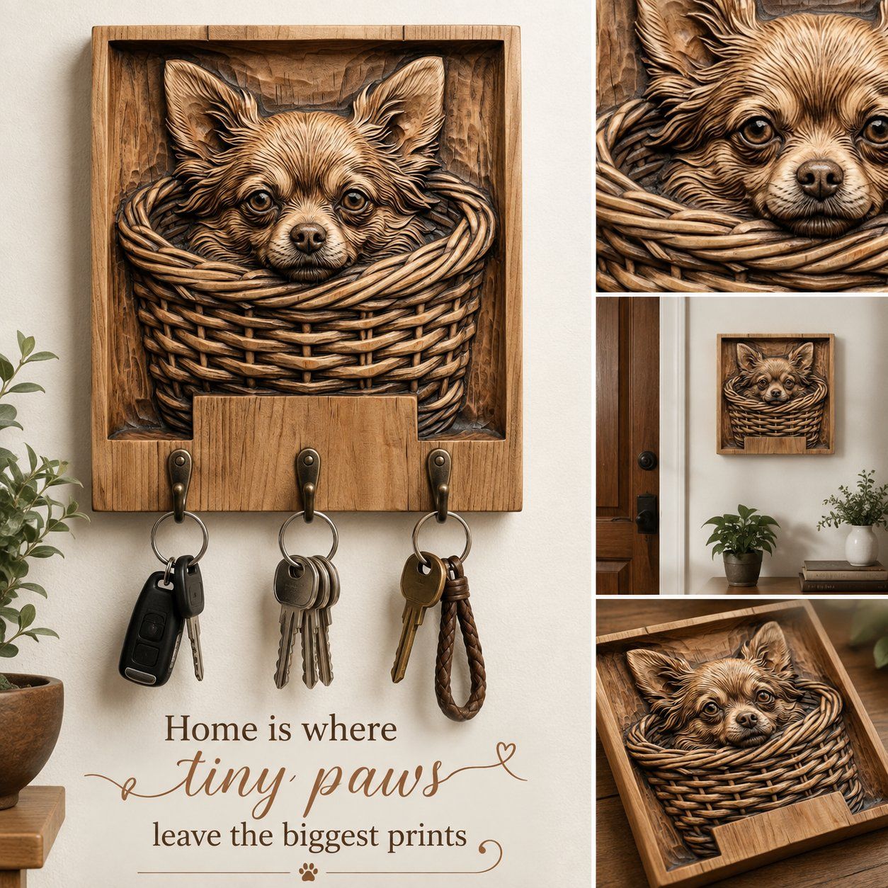 Adorable Chihuahua Puppy In Basket CNC Relief STL bas-relief STL — view 8