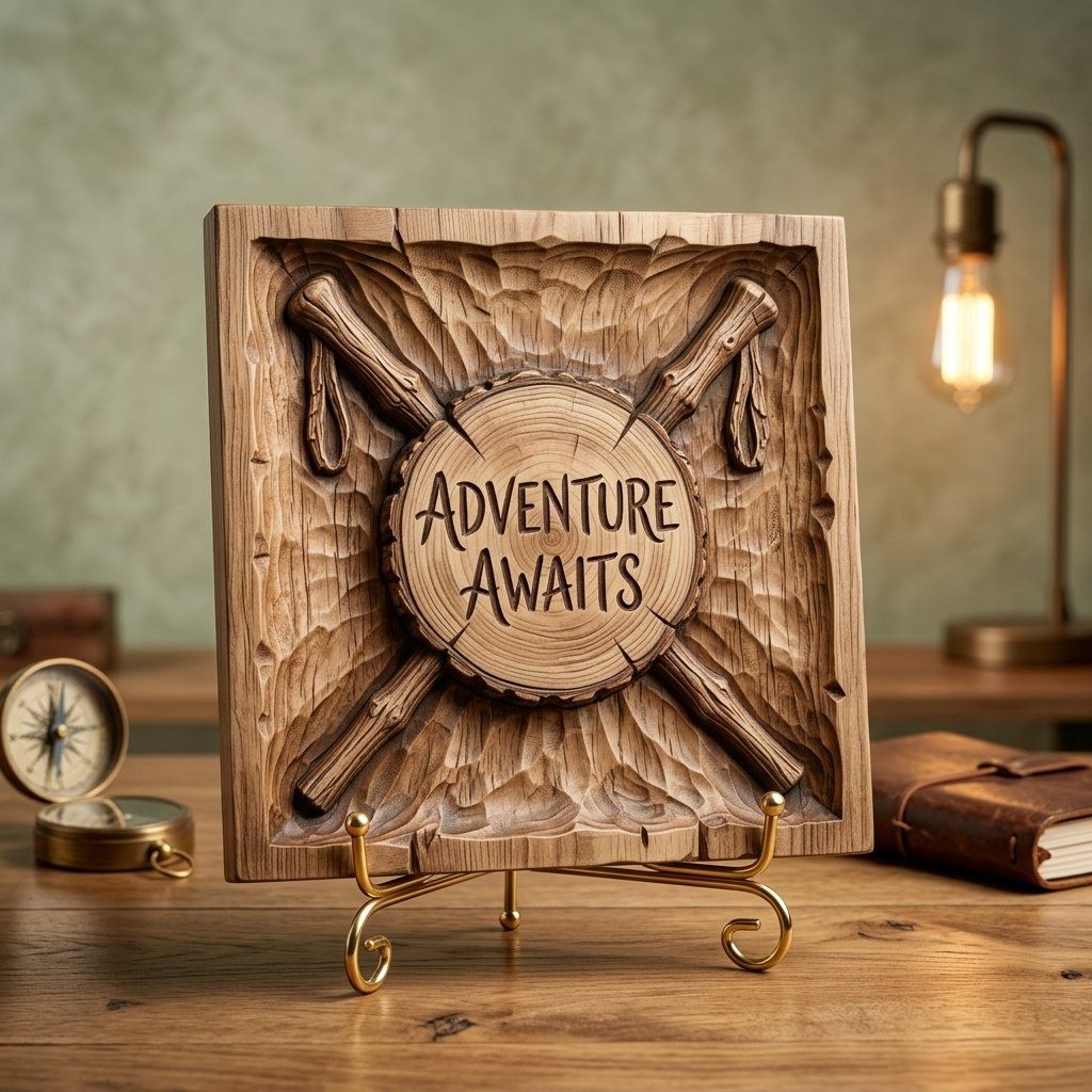 Adventure Awaits Hiking CNC Relief STL bas-relief STL — view 3