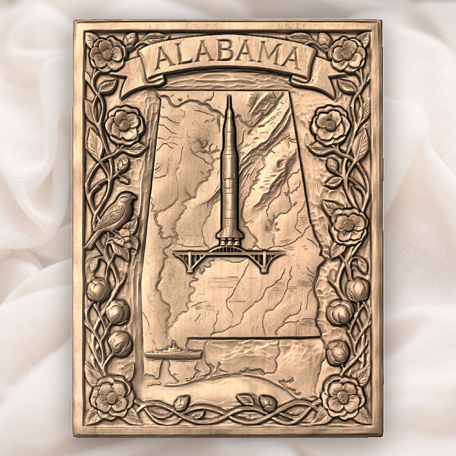 Alabama Map Saturn V CNC Relief STL bas-relief STL — view 5