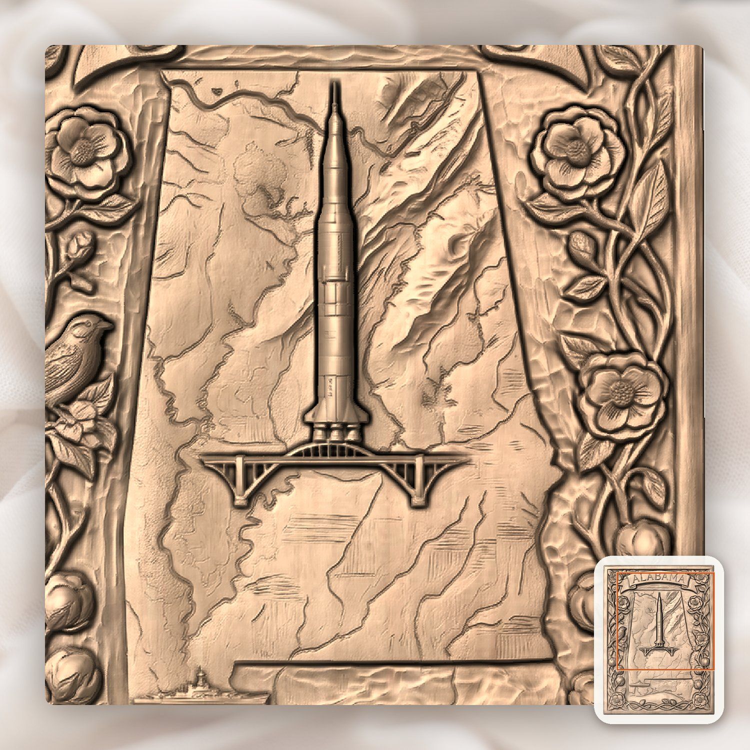 Alabama Map Saturn V CNC Relief STL bas-relief STL — view 7