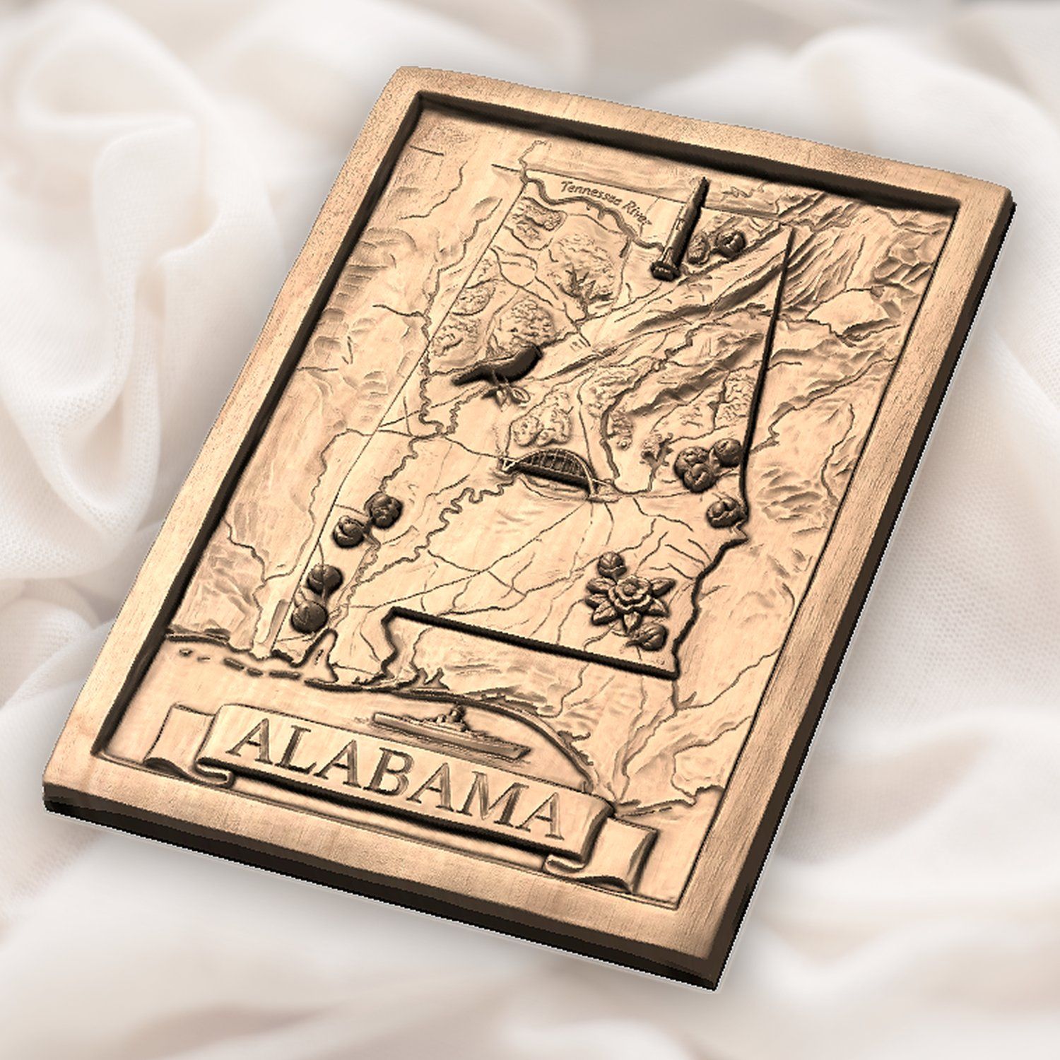 Alabama State Map Landmark 3D CNC Relief STL bas-relief STL — view 6