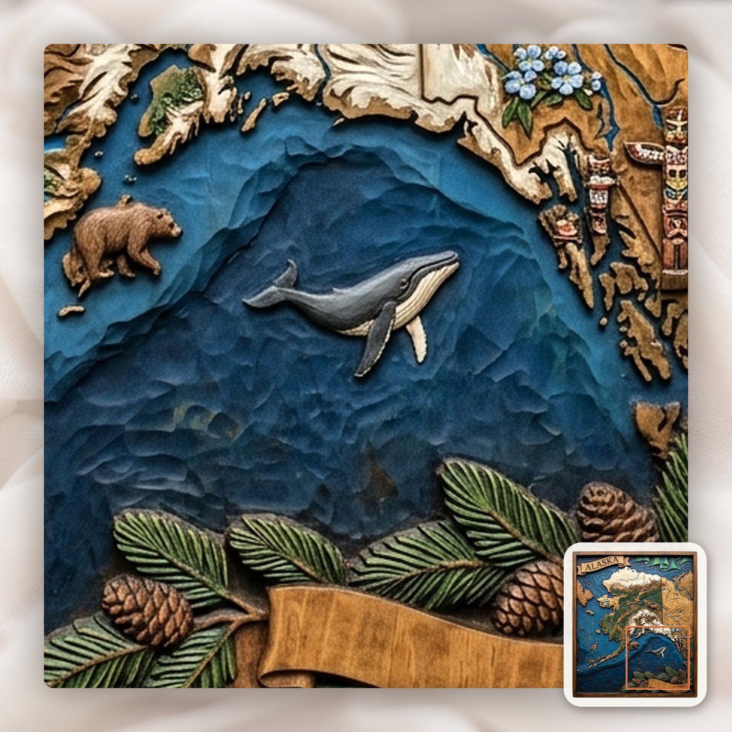 Alaska 3D Relief Map Scene CNC Relief STL bas-relief STL — view 12
