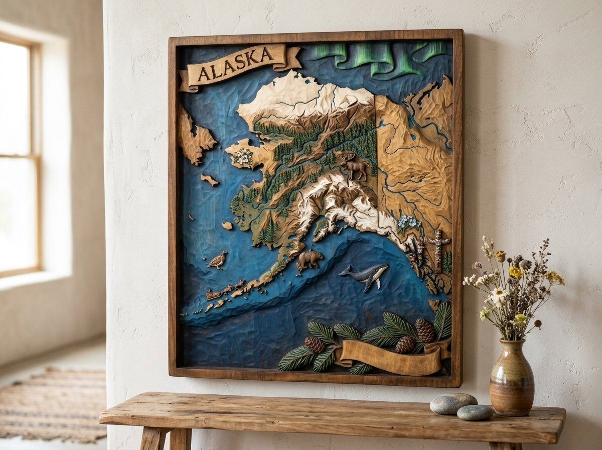 Alaska 3D Relief Map Scene CNC Relief STL bas-relief STL — view 13
