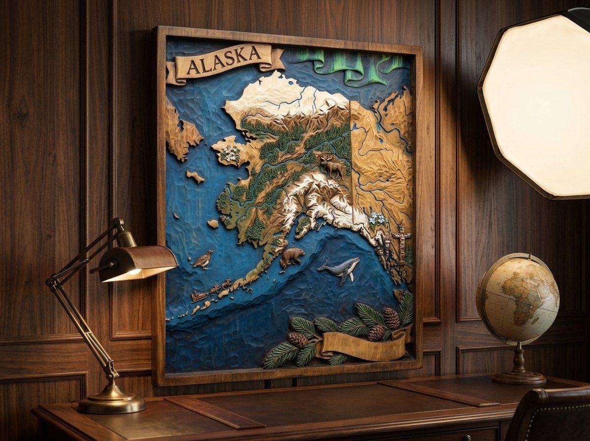 Alaska 3D Relief Map Scene CNC Relief STL bas-relief STL — view 14