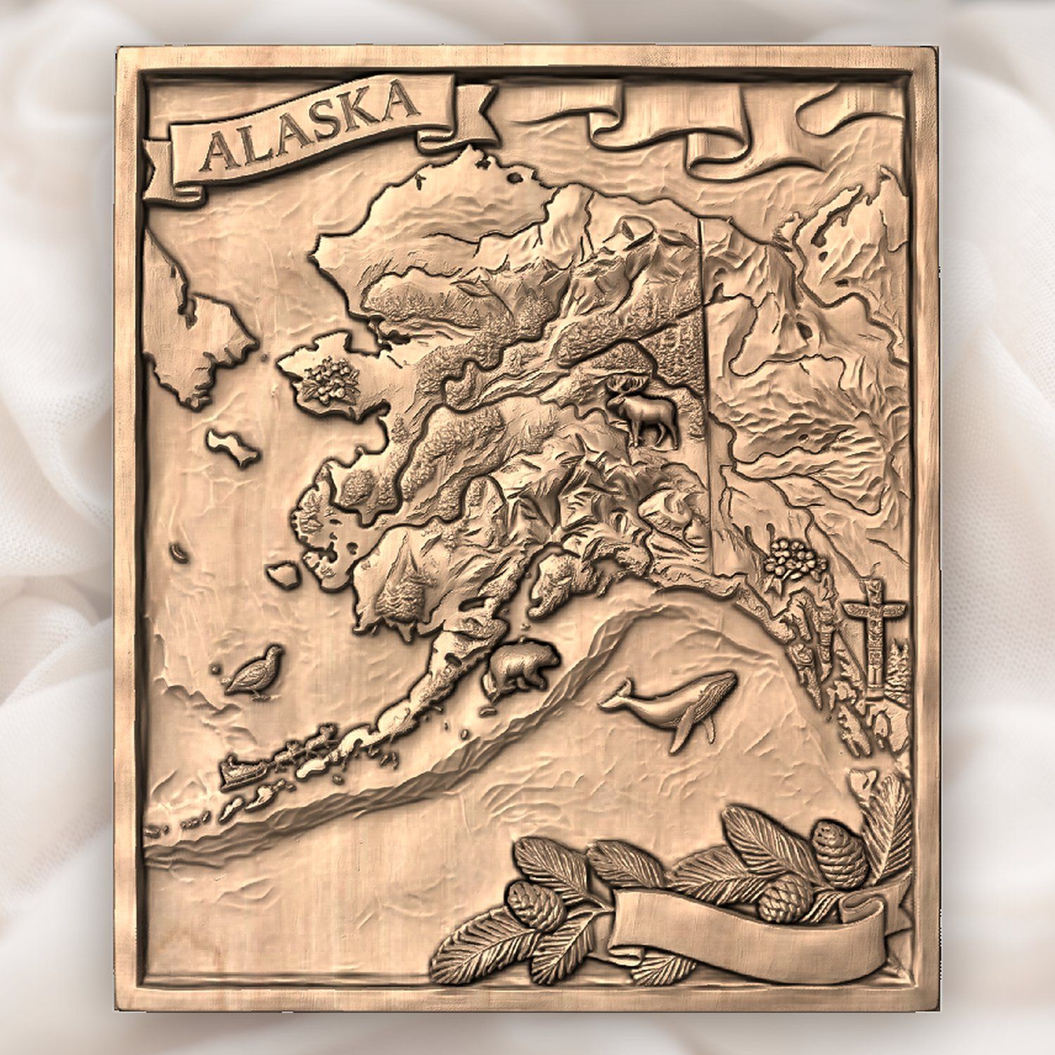 Alaska 3D Relief Map Scene CNC Relief STL bas-relief STL — view 5