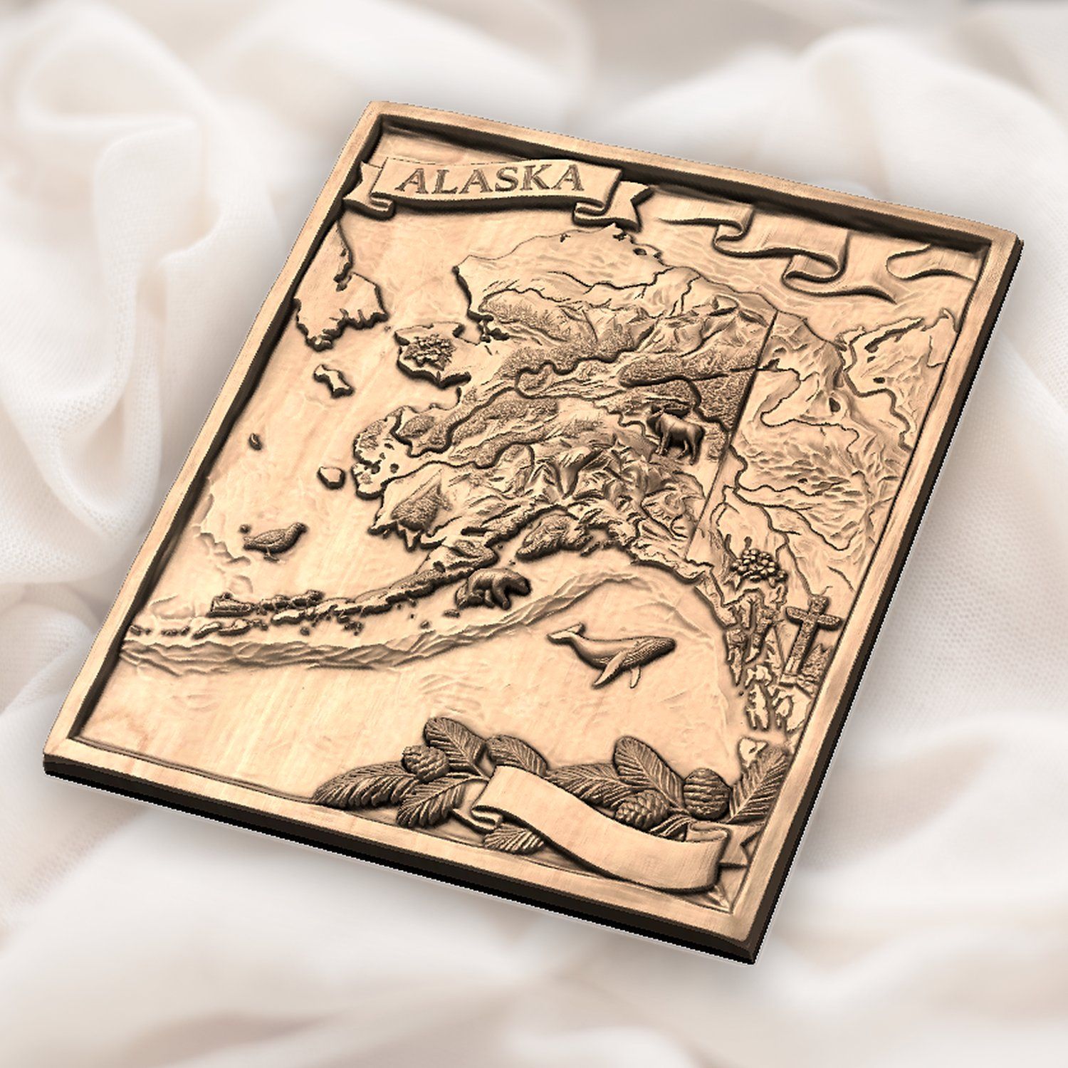 Alaska 3D Relief Map Scene CNC Relief STL bas-relief STL — view 6