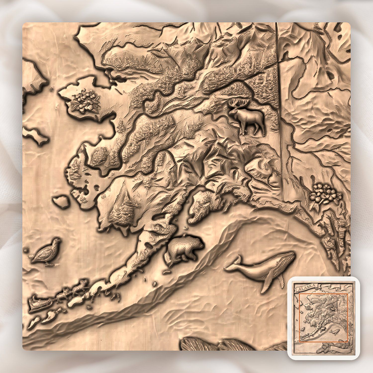 Alaska 3D Relief Map Scene CNC Relief STL bas-relief STL — view 7