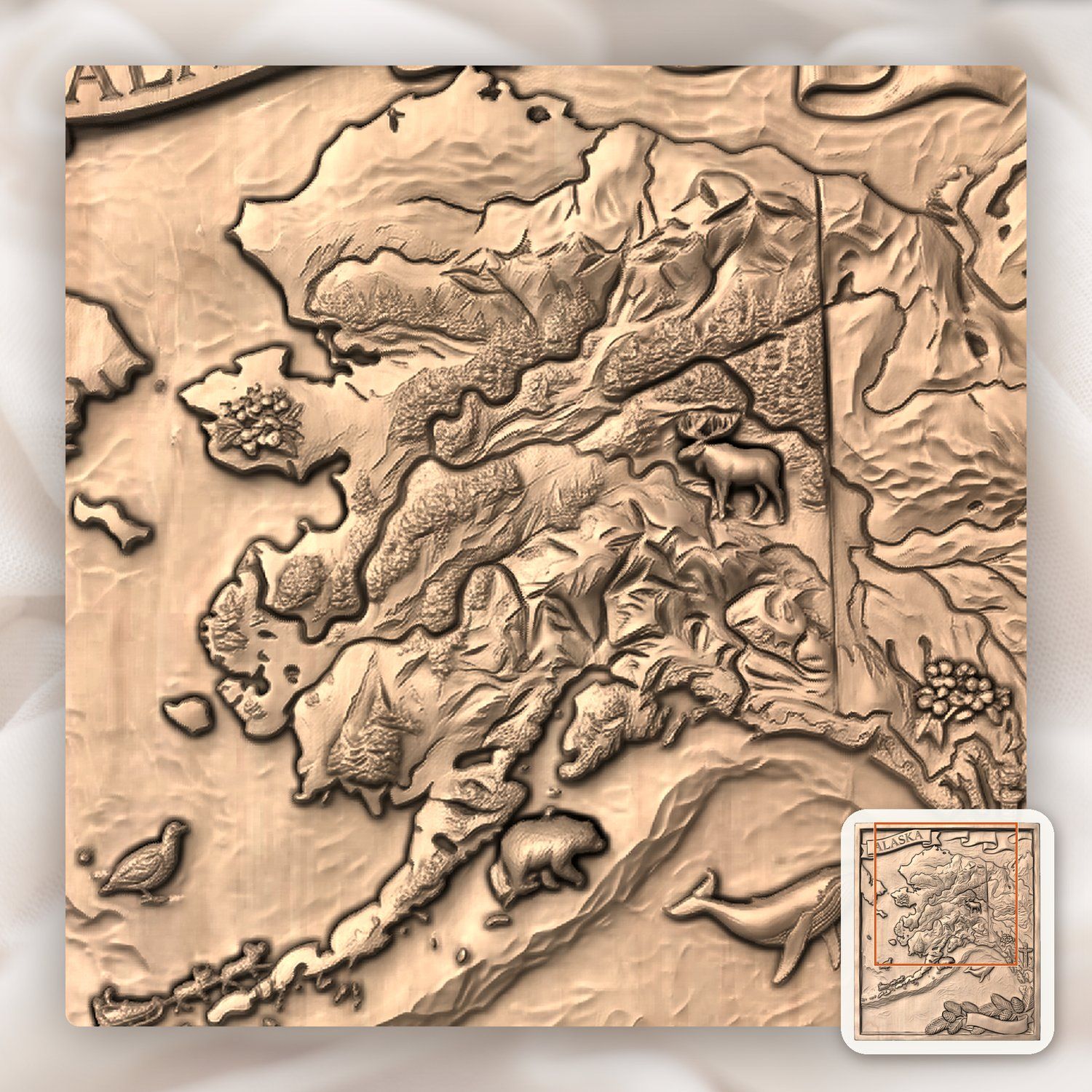 Alaska 3D Relief Map Scene CNC Relief STL bas-relief STL — view 8
