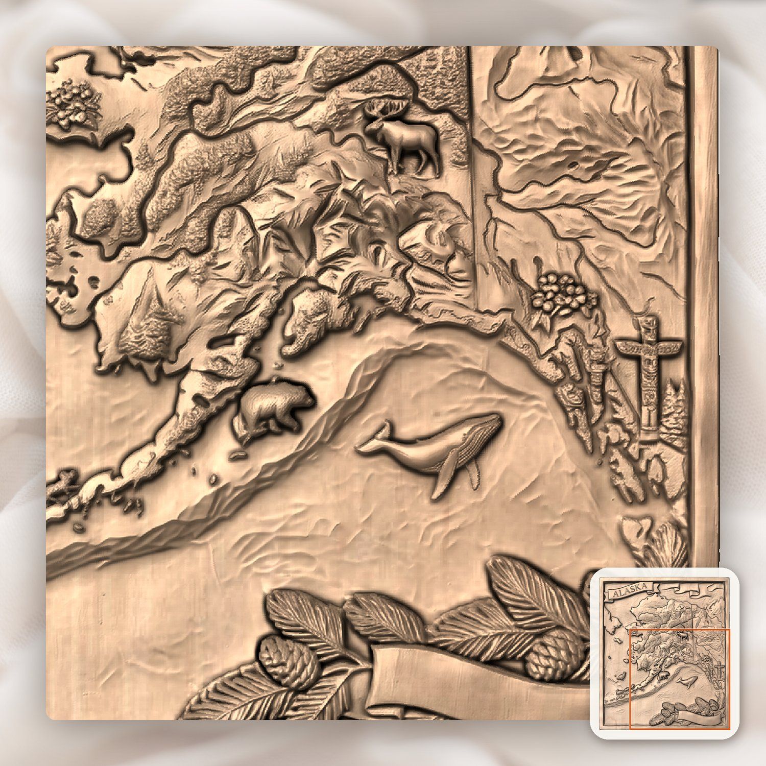 Alaska 3D Relief Map Scene CNC Relief STL bas-relief STL — view 9